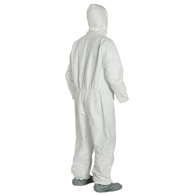 Disposable Heavy Duty  Breathable Coverall, Disposable Coverall is Hooded with Elastic Wrist and Ankles, L/XL, White