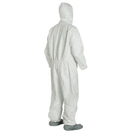 Disposable Heavy Duty  Breathable Coverall, Disposable Coverall is Hooded with Elastic Wrist and Ankles, L/XL, White supplier