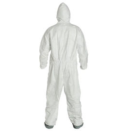 Disposable Heavy Duty  Breathable Coverall, Disposable Coverall is Hooded with Elastic Wrist and Ankles, L/XL, White supplier