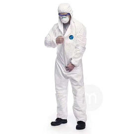 Disposable Heavy Duty  Breathable Coverall, Disposable Coverall is Hooded with Elastic Wrist and Ankles, L/XL, White supplier