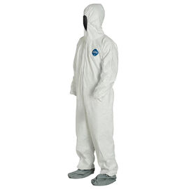 Disposable Heavy Duty  Breathable Coverall, Disposable Coverall is Hooded with Elastic Wrist and Ankles, L/XL, White supplier